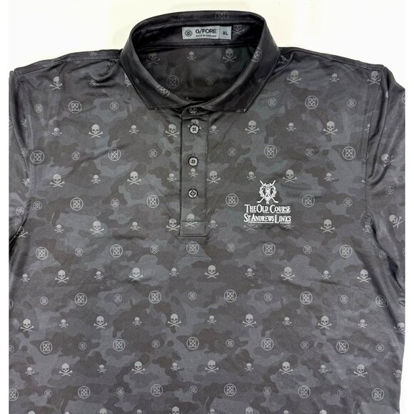 G/Fore Mens Shirt Sz XL Golf Polo Skulls Tees Logo St Andrews Link Old Course - Picture 1 of 13